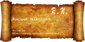 Racsek Nikolett névjegykártya